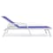 Leisuremod Marlin Patio Chaise Lounge Chair with Armrests in White Aluminum Frame, Navy Blue, 2PK MLAW-77NBU2 - alternate 4