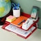 Acrimet Facility 2 Tier Letter Tray Side Load Letter Size Desktop File Organizer Plastic Clear Red 253.7 - alternate 5