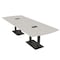 Skutchi Designs Arc Rectangle Meeting Room Table, 45 in W, 144 in L, Ivory HAR-AREC-48x144-DOU.BK-K458-EBLK - alternate 1
