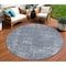 Homeroots 8' Blue And Gray Round Abstract Washable Indoor Outdoor Area Rug 615502 - alternate 1