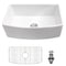 Wrightmaster 30 in. Curved Apron-Front Single Bowl White Ceramic Kitchen Sink w/Bottom Grids and Basket Strainer ZOR-AW301910DS - alternate 1