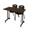 Regency Kobe Mobile T-Base Training Table W/ 2 M Stack Chairs, 48 in W, 24 in L, Neo Walnut MKTRCC4824NW47BK - alternate 1
