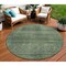 Homeroots 8' Olive Green And Gray Round Striped Washable Indoor Outdoor Area Rug 588108 - alternate 1