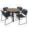 Regency Round Kee Breakroom Table W/ 4 Zeng Stack Chairs, 36 in W, 36 in L, Noble Oak TB36RNDNOBPBK44BK - alternate 1