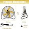 Edendirect 20 in. 3 Speed 5300 CFM High Velocity Heavy-Duty Drum Fan in Black with Copper Wire, Handle ZR-FAN-C20 - alternate 5