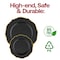 Smarty Had A Party 7.5" Black with Gold Rim Round Blossom Disposable Plastic Appetizer/Salad Plates (120 Plates), 120PK 4847BG-CASE - alternate 5