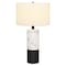 Homeroots 24" Black and White Marble and Metal Cylinder Table Lamp With White Drum Shade 546090 - alternate 4