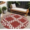 Homeroots 8' Brick Red And Ivory Round Geometric Washable Indoor Outdoor Area Rug 593740 - alternate 1