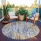 Homeroots 8' Beige And Gray Round Striped Washable Indoor Outdoor Area Rug 617688 - alternate 2