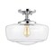 Jonathan Y Marfa 14" 1-Light Modern Farmhouse Schoolhouse Frosted Glass/Metal LED Semi Flush Mount, Chrome JYL7517C - alternate 5