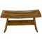 Homeroots Compact Curvilinear Teak Shower Outdoor Bench With Shelf In Natural Finish 376739 - alternate 1