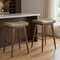 Homeroots Set of Two 31" Taupe and Walnut Faux Leather and Steel Backless Bar Height Bar Chairs, 2PK 565003 - alternate 4