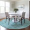 Homeroots 8' Teal Blue And Ivory Round Geometric Washable Indoor Outdoor Area Rug 583392 - alternate 6