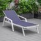 Leisuremod Marlin Patio Chaise Lounge Chair with Armrests in White Aluminum Frame, Navy Blue MLAW-77NBU - alternate 6