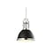 Jonathan Y Homer 10" 1-Light Modern Industrial Metal LED Dome Pendant, Black/Chrome JYL9535B - alternate 1