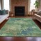 Homeroots 9' X 12' Teal Blue Beige And Denim Blue Abstract Washable Indoor Outdoor Area Rug 630751 - alternate 4