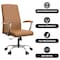 Leisuremod Evander Office Chair in Upholstered Leather and Iron Frame with Swivel and Tilt, Acorn Brown EO20LBRL - alternate 3