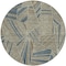 Homeroots 8' Taupe Blue And Beige Round Geometric Washable Indoor Outdoor Area Rug 594817 - alternate 6