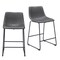 Homeroots Set of Two 24" Charcoal and Black Faux Leather and Steel Counter Height Bar Chairs, 2PK 555730 - alternate 1