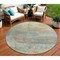Homeroots 8' Wheat Sky Blue And Beige Round Abstract Washable Indoor Outdoor Area Rug 631463 - alternate 1