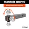 Curt Ball Mount, 8-1/2 in L, 1-7/8, 2, 2-5/16 in Dia Hitch Ball, Steel 45001 - alternate 3