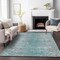Homeroots 10' X 14' Teal Blue Gray And Charcoal Oriental Washable Indoor Outdoor Area Rug 588845 - alternate 4