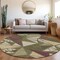 Homeroots 8' Olive Green Ivory And Burgundy Round Geometric Washable Indoor Outdoor Area Rug 600386 - alternate 5