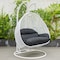 Leisuremod White Wicker Hanging 2 person Egg Swing Chair, Black ESCW-57BL - alternate 4