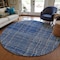 Homeroots 8' Navy Blue Gray And Brown Round Striped Washable Indoor Outdoor Area Rug 597411 - alternate 6