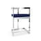 Homeroots 30" Blue and Silver Metal and Velvet Low Back Bar Height Bar Chair 555066 - alternate 1