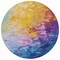 Homeroots 8' Gold Yellow And Teal Blue Round Abstract Washable Indoor Outdoor Area Rug 617355 - alternate 6