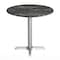 Flash Furniture Commercial All-Weather 31.25" Black Faux Marble HPL Tabletop with Silver X Base ST-RD31-BKMAR-T2222S-GG - alternate 5