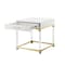 Homeroots 24" White and Gold Wood Acrylic and Stainless Steel Square End Table With Drawer 544062 - alternate 3