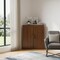 Homeroots Set Of Two Walnut Wood Corner Accent Cabinet With Two Doors 719682 - alternate 4