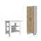 Homeroots 41" Natural and White Wood Kitchen Island Set With Storage 526345 - alternate 5