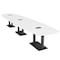 Skutchi Designs Arc Rectangle Meeting Room Table, 45 in W, 216 in L, White HAR-AREC-48X216-DOU.BK-W960-EBLK - alternate 1