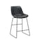 Homeroots Set of Two Black Faux Leather and Metal Low Back Counter Height Bar Chairs, 2PK 555071 - alternate 3