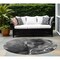 Homeroots 8' Round Black Gray and White Round Abstract Washable Non Skid Indoor Outdoor Area Rug 559447 - alternate 1