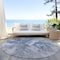 Homeroots 8' Denim Blue And Linen Round Abstract Washable Indoor Outdoor Area Rug 615598 - alternate 6