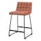 Homeroots Set of Two 26" Brown And Black Faux Leather And Steel Counter Height Bar Chairs 555736 - alternate 1
