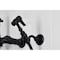 Kingston Brass Two-Handle Wall Mount Bridge Kitchen Faucet with Brass Sprayer, Matte Black KS2440ALBS - alternate 4
