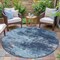 Homeroots 8' Blue And Ivory Round Abstract Washable Indoor Outdoor Area Rug 630641 - alternate 4