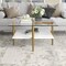 Homeroots 32" White And Gold Glass And Steel Square Coffee Table With Shelf 521987 - alternate 7