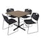 Regency Square Cain Breakroom Table W/ 4 Zeng Stack Chairs, 42 in W, 42 in L, Noble Oak TB4242NO44BK - alternate 1
