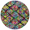 Homeroots 8' Black Yellow And Green Round Geometric Washable Indoor Outdoor Area Rug 609126 - alternate 6