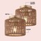 Jonathan Y Omar 8 in. 1-Light Modern Bohemian Metal and Cross Woven Paper Rope Drum LED Flush Mount, Natura, 2PK JYL1220A-SET2 - alternate 7