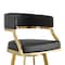 Armen Living Saturn 26in Swivel Counter Stool with Gold Brushed Stainless Steel and Black Faux Leather LCSNSWBABGLBLK26 - alternate 5