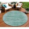 Homeroots 8' Aqua And Teal Blue Round Abstract Washable Indoor Outdoor Area Rug 587628 - alternate 1