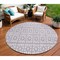 Homeroots 8' Lavender And Ivory Round Geometric Washable Indoor Outdoor Area Rug 613785 - alternate 1