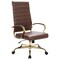 Leisuremod Benmar High-Back Leather Office Chair with Gold Frame, Brown BOTG19BRL - alternate 1